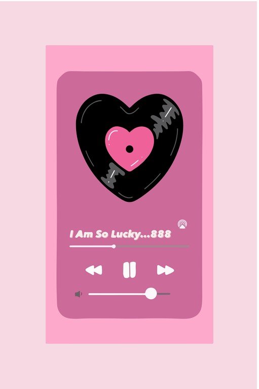 Heart-Shaped Vinyl Record Music Player Interface
