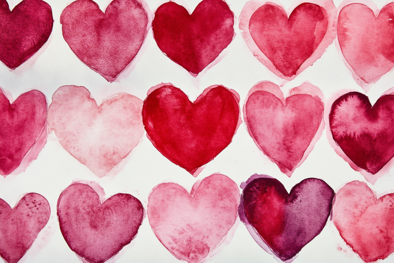 Watercolor Hearts Pattern