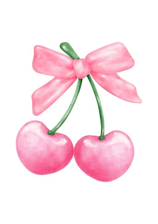Pink Cherries with Bow