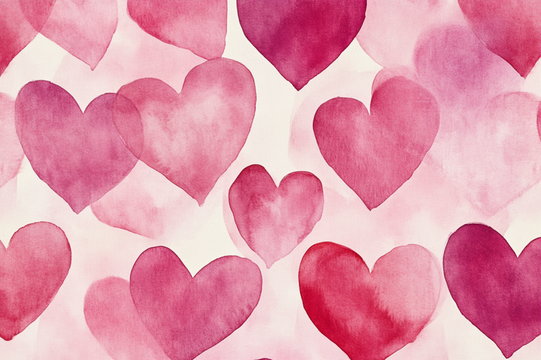 Watercolor Heart Pattern Background