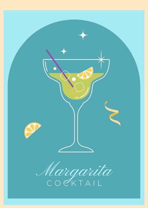 Margarita Cocktail Illustration with Citrus and Ice