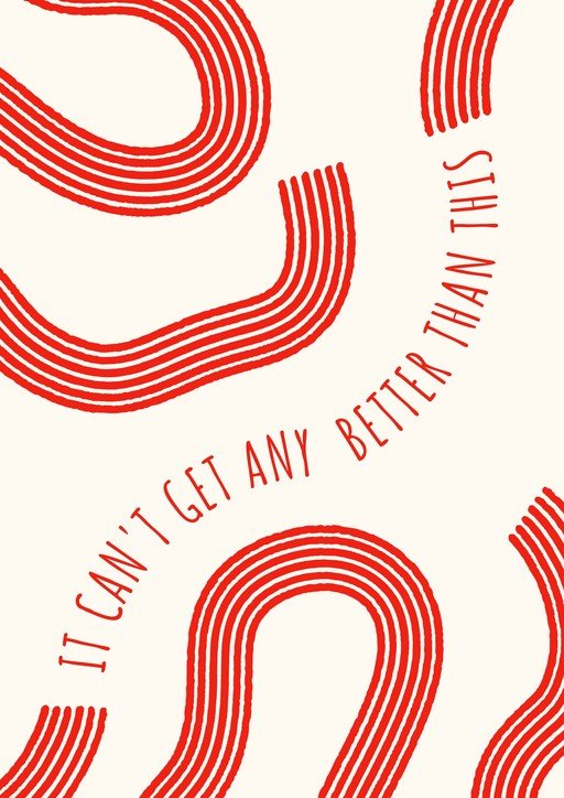 Red and Cream Abstract Waves with Text