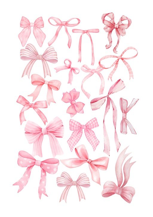 Collection of Pink Watercolor Bows