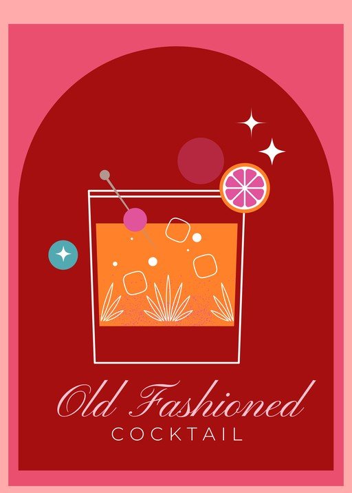 Retro Old Fashioned Cocktail Poster