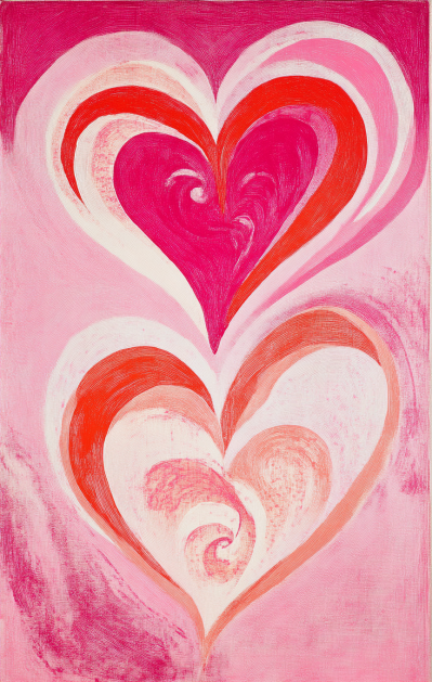 Abstract Hearts in Pink and Red