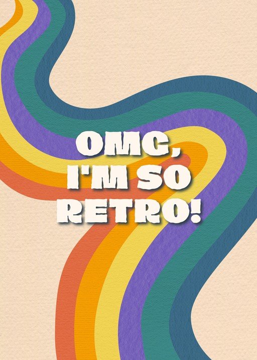 Retro Wavy Rainbow Design with Text