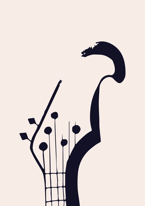 Abstract Guitar Headstock Silhouette
