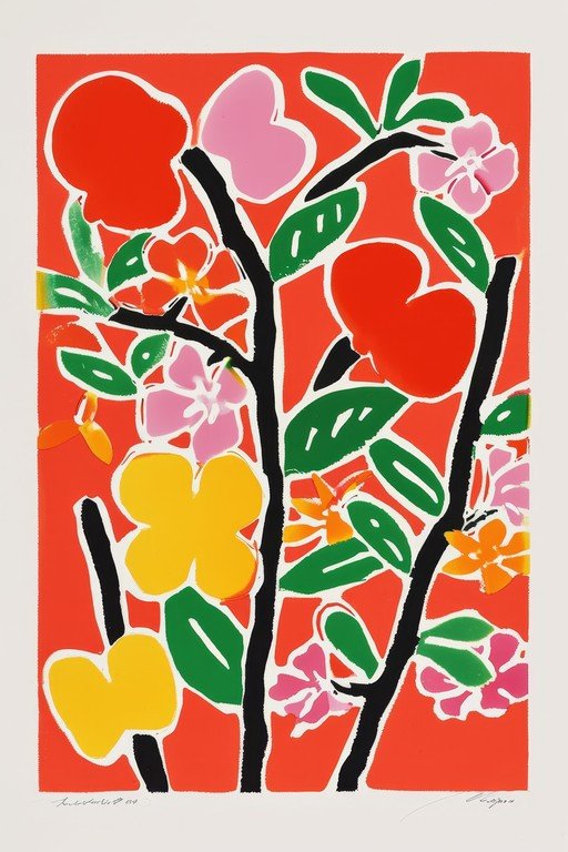 Vibrant Floral Still Life with Bold Colors