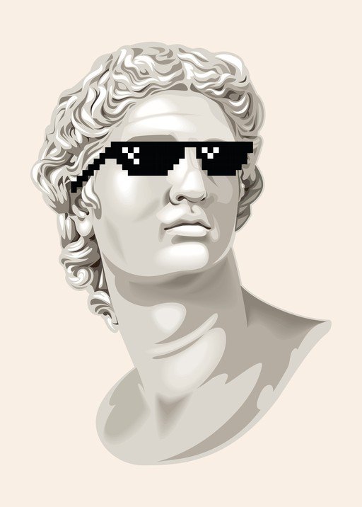 Statue with Pixelated Sunglasses