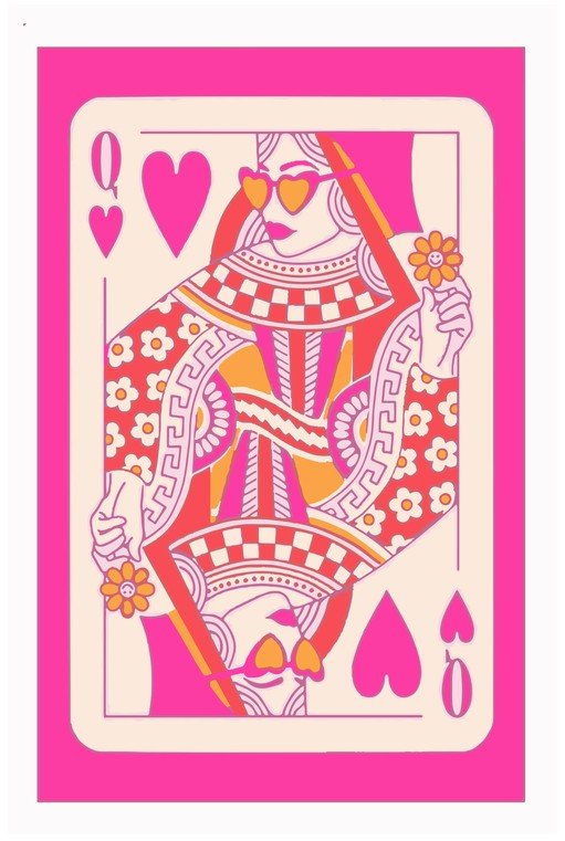 Queen of Hearts Playing Card with Heart Sunglasses