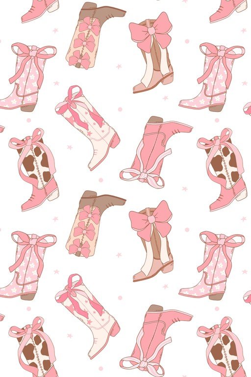 Pink Cowboy Boots with Bows Pattern