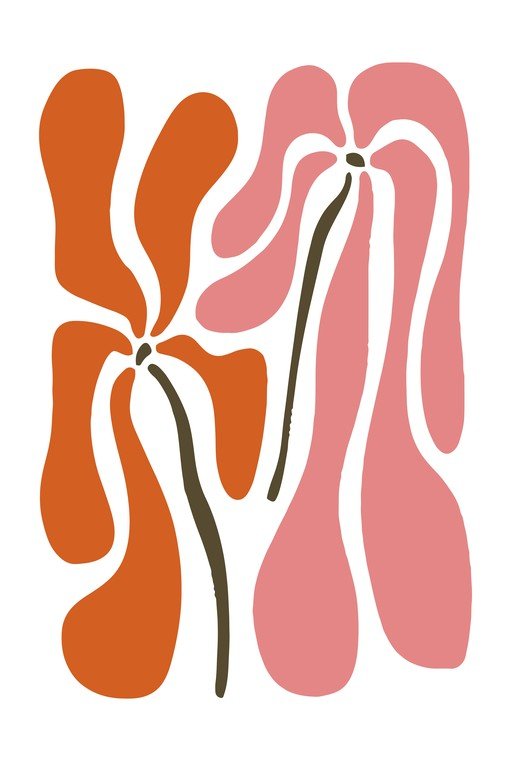 Abstract Floral Art with Organic Shapes