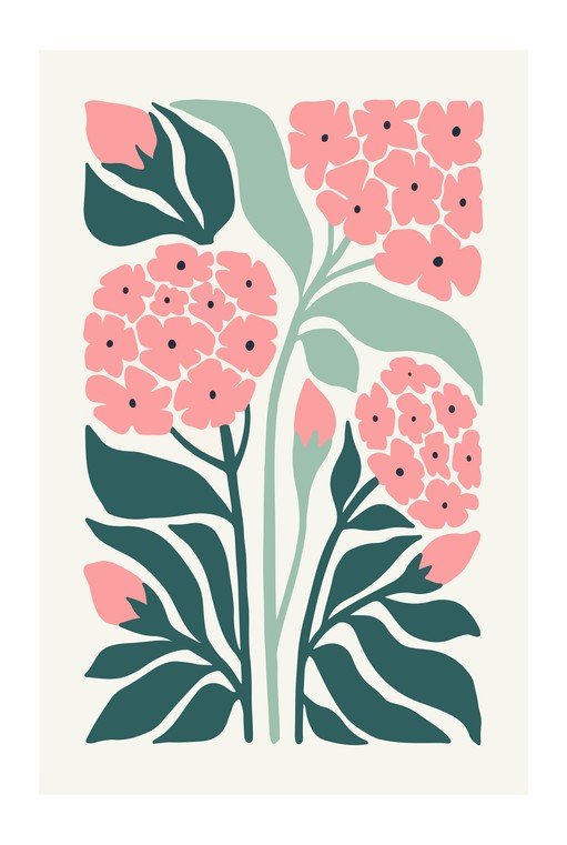 Abstract Pink Hydrangea Floral Art