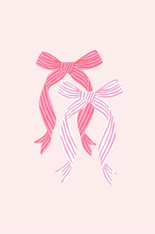 Pink Striped Bows on Pastel Background