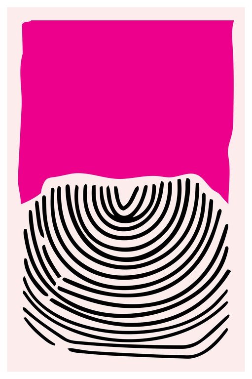 Abstract Pink and Black Organic Shapes Art