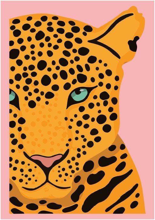 Vibrant Leopard Portrait on Pink Background