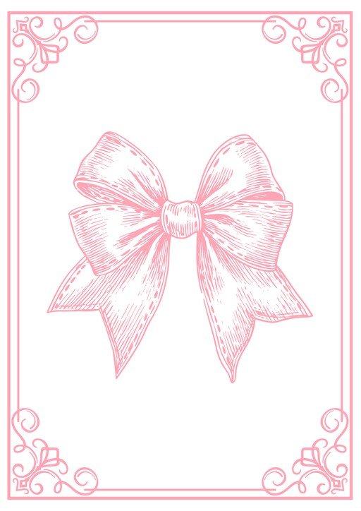Pink Bow Illustration with Decorative Border