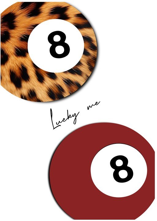 Lucky 8 Ball with Leopard Print and Burgundy Design