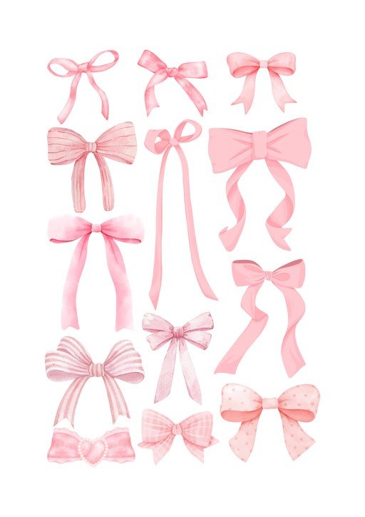 Collection of Pink Watercolor Bows