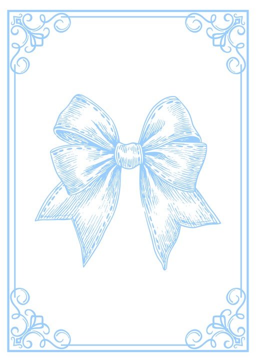 Elegant Blue Bow Illustration with Decorative Border