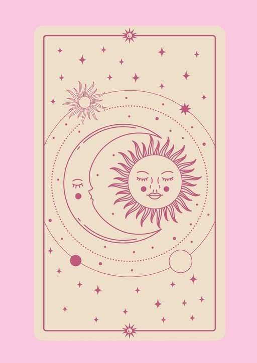 Celestial Sun and Moon Tarot Card Back Design