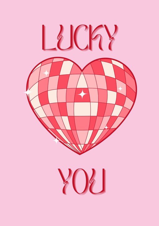 Lucky You Heart Disco Ball Graphic
