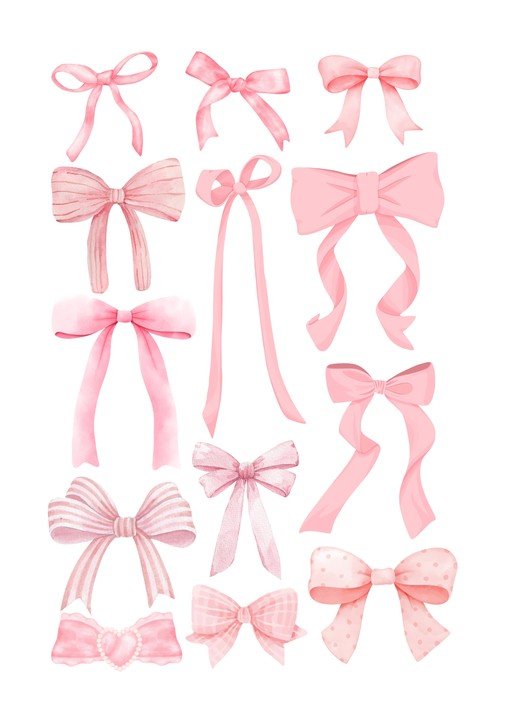Collection of Pink Watercolor Bows