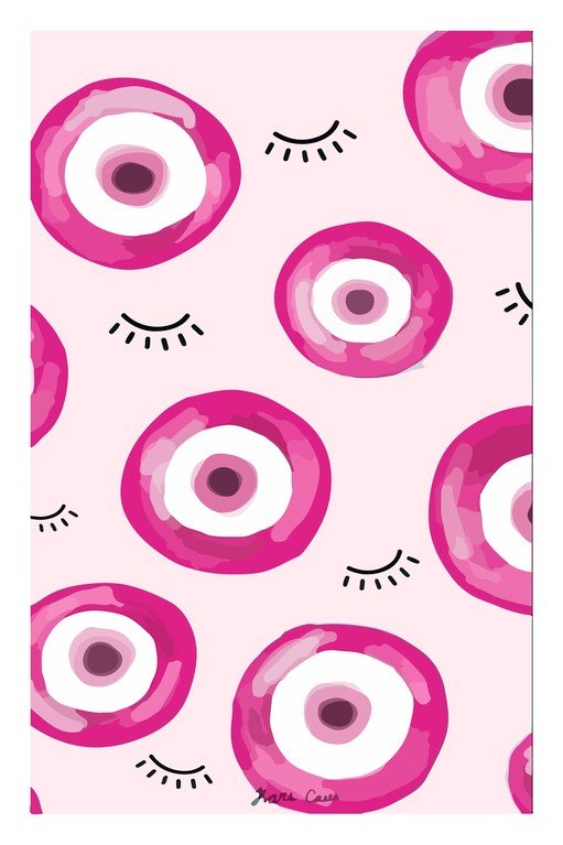 Pink Evil Eye Pattern with Closed Eyes