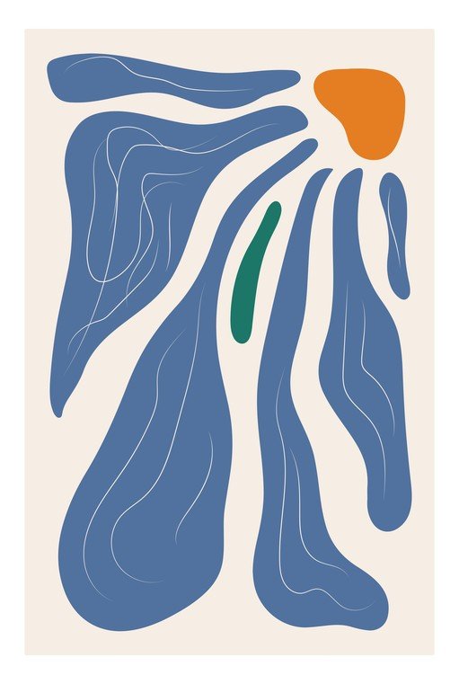 Abstract Organic Shapes in Blue, Orange, and Green