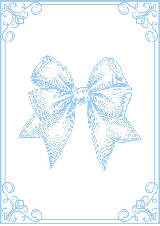 Elegant Blue Bow Illustration with Decorative Border