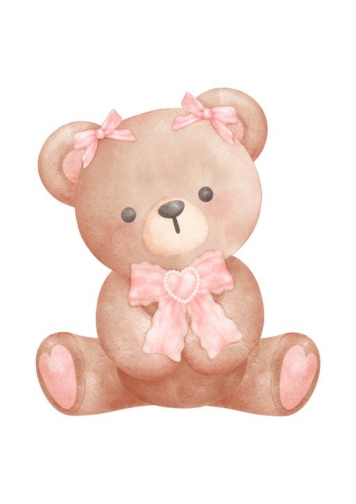 Cute Teddy Bear with Pink Bows