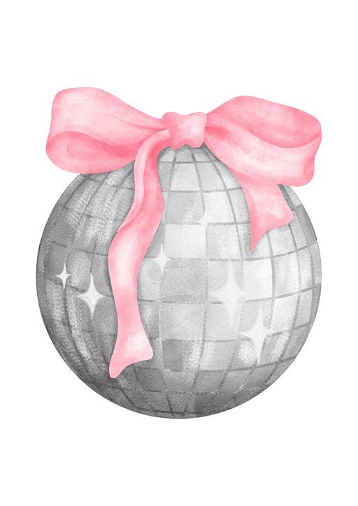 Disco Ball with Pink Bow