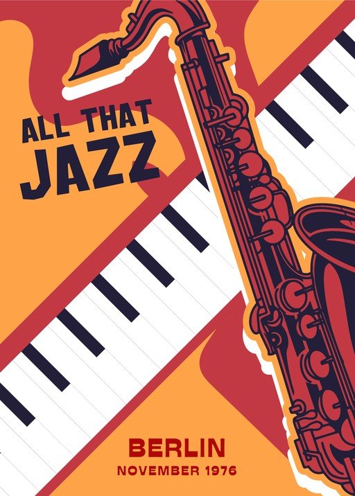 All That Jazz Saxophone and Piano Poster