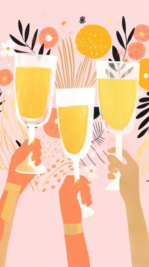 Cheers to Summer: Abstract Illustration of Toasting with Drinks