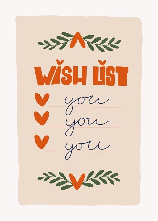 Wish List with Hearts and Floral Accents
