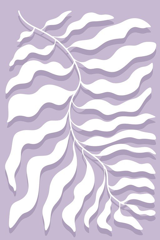 Abstract White Plant Branch on Lavender Background