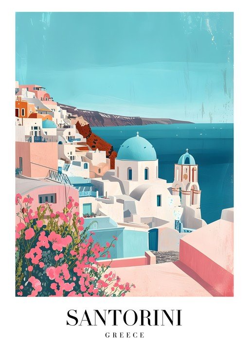 Santorini Greece Travel Poster