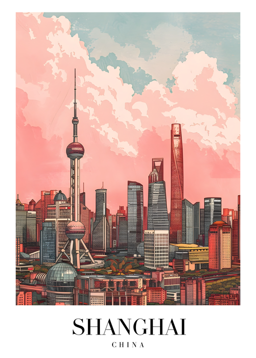 Shanghai Skyline Art Print