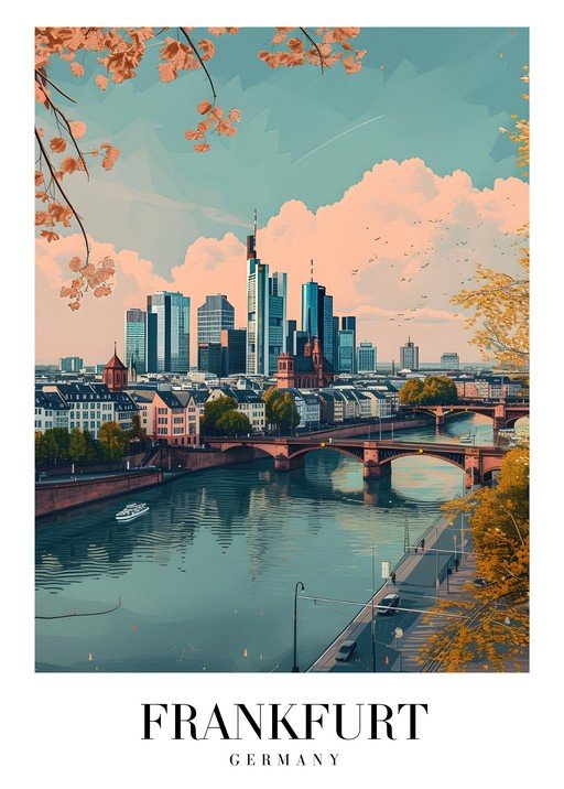Frankfurt Skyline and River View