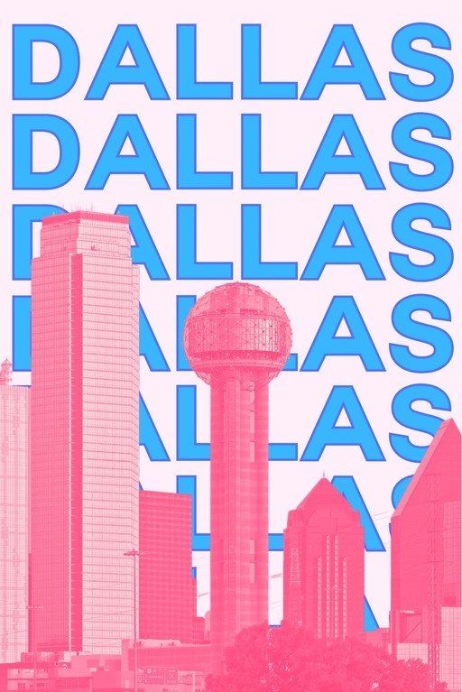 Dallas Skyline with Repeating Text