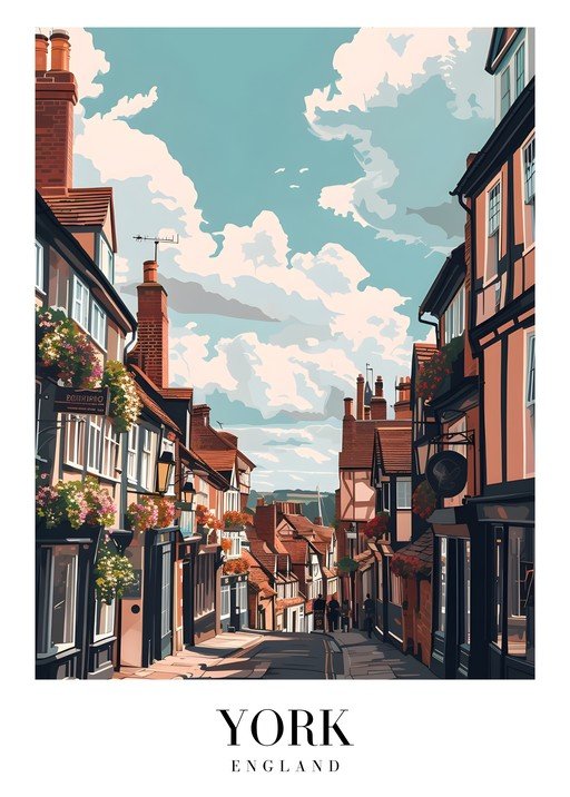 Charming Street Scene in York, England