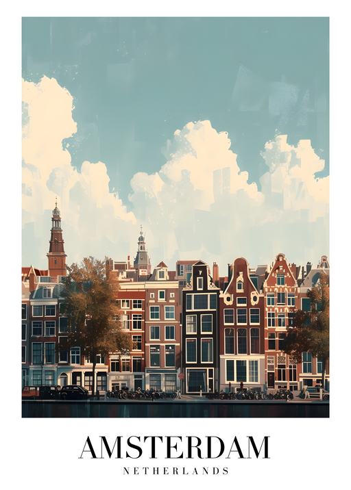 Amsterdam Canal Houses and Skyline