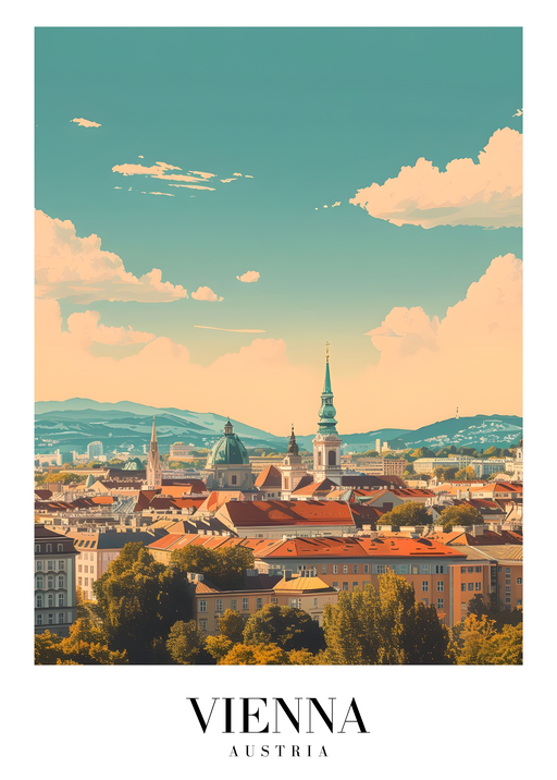 Vienna Skyline with Historic Architecture and Mountains