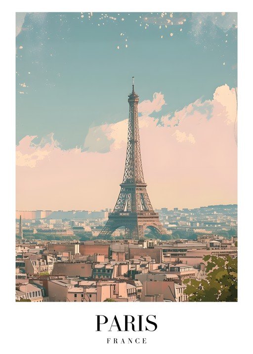 Eiffel Tower Paris France Travel Poster