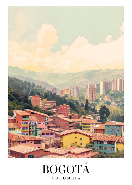 Colorful Bogotá Skyline with Andean Mountains