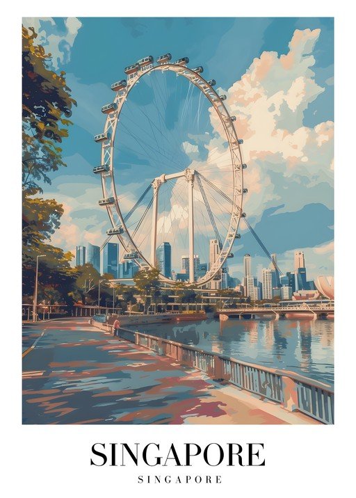Singapore Flyer Ferris Wheel and Skyline