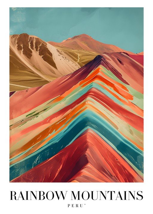 Vibrant Rainbow Mountains of Peru Poster