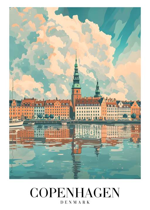 Copenhagen Skyline with Canal Reflection