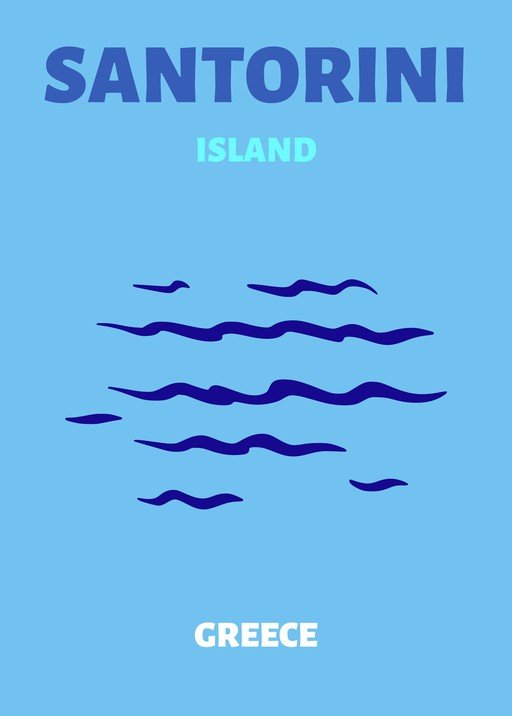 Santorini Island, Greece Travel Poster