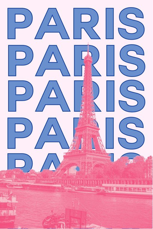 Parisian Iconography: Eiffel Tower and Repeating Text